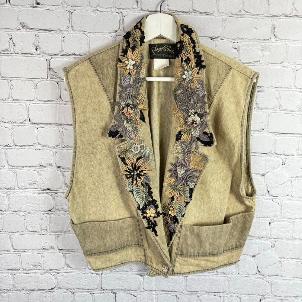 Vintage Phun Shirts of California Beaded Embellished Vest One Size A